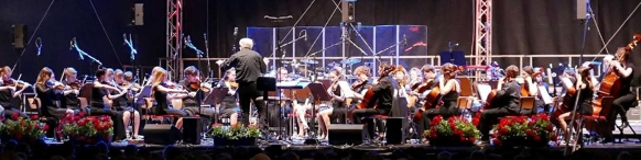 Das Kreisjugendsinfonieorchester (Bild oben) spielte unter Leitung von Joachim Fontaine mehrere klassische Stücke und zwei beliebte Filmmelodien